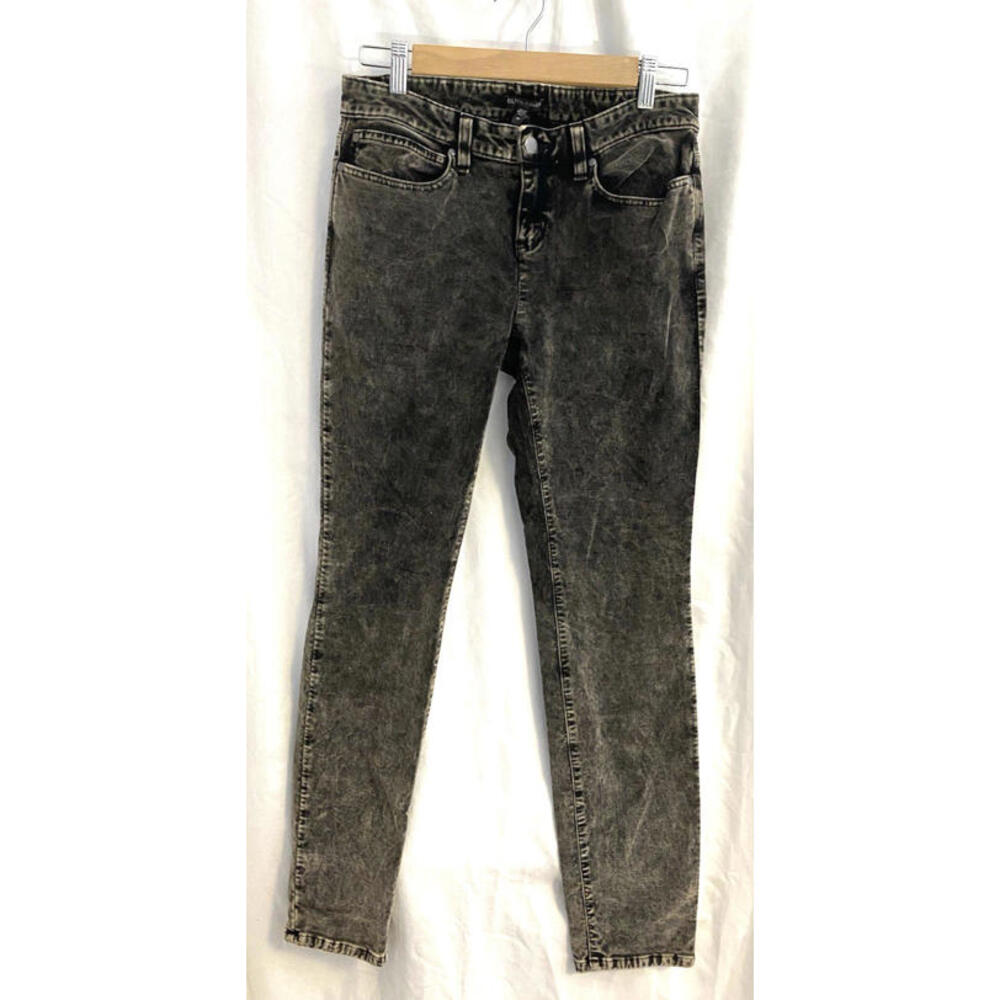 Eileen Fisher Black Velvet Skinny Jeans Size 4P Acid Wash Cotton Casual  -052